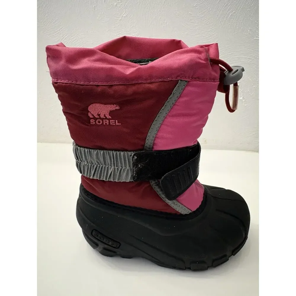 Sorel Flurry Durable Snow Boots Red/Pink Water & Wind Resistant Toddler Kid’s 8